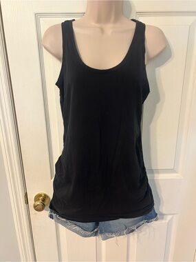 Women’s Motherhood Maternity Black Scoop Neck Tank Top, Small